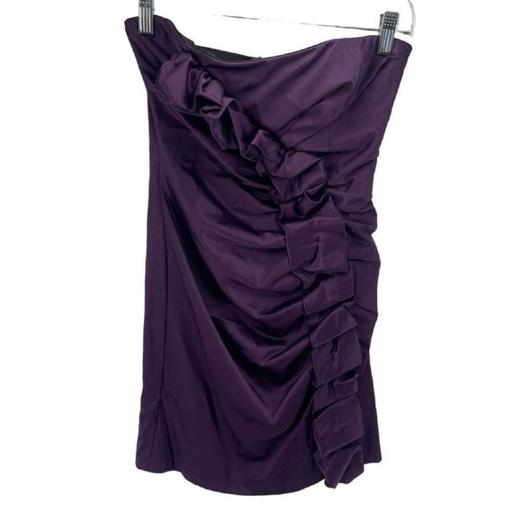 Vintage Gunne Sax Jessica McClintock Womens Mini Dress Bodycon Ruffle Purple 2 - Picture 2 of 10